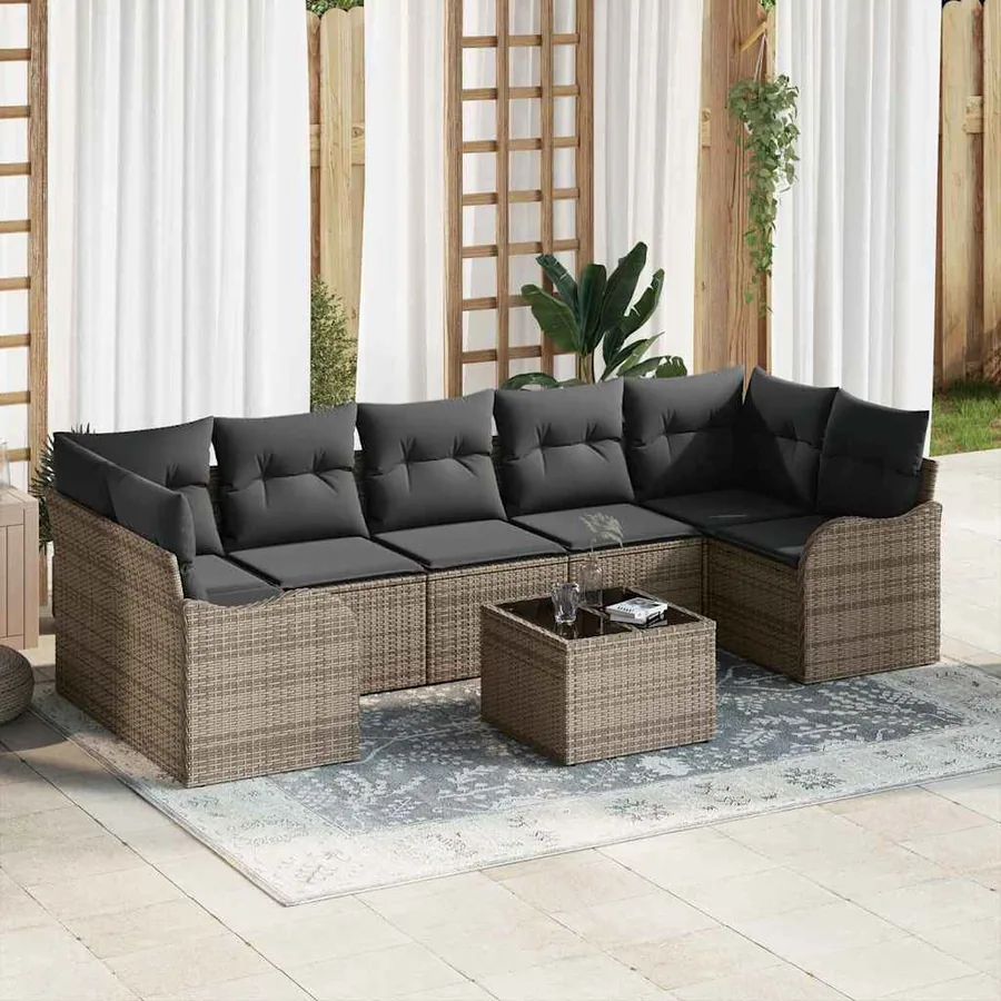 Ensemble de canapé de jardin Gris 55 x 55 x 37 cm polyrotin