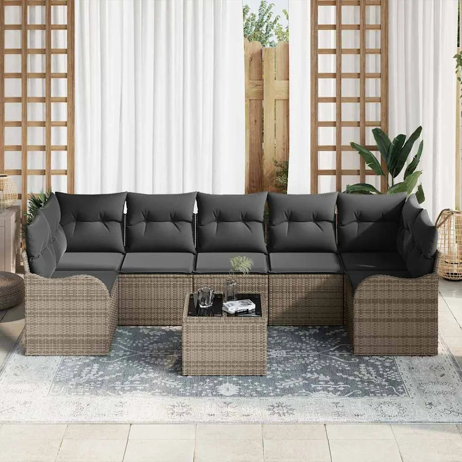 Ensemble de canapé de jardin Gris 55 x 55 x 37 cm polyrotin - 3