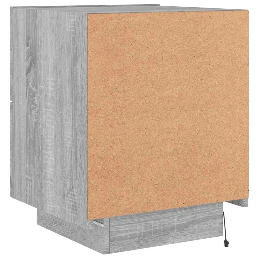Armoire de chevet et lumières LED sonoma gris bois d'ingénierie - 9