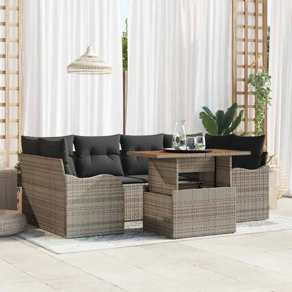 Ensemble de canapé de jardin avec coussin 7 pcs Gris