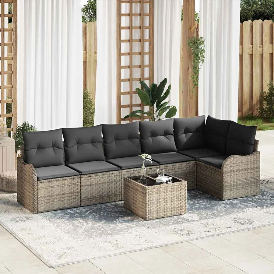 Ensemble de canapé de jardin Gris polyrotin