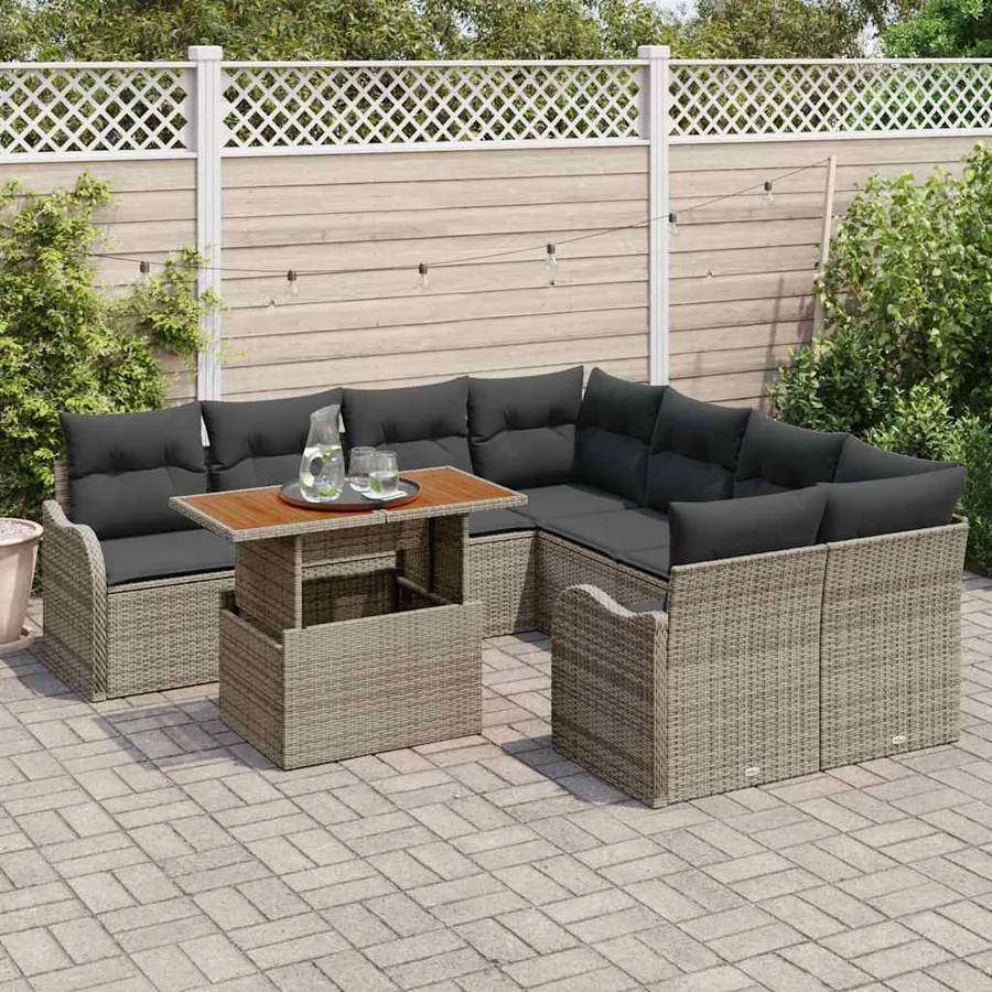 Ensemble de canapé de jardin avec coussin 7 pcs Gris - 3