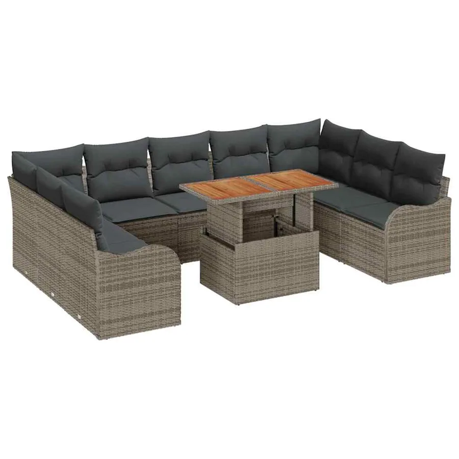 Ensemble de canapé de jardin avec coussin 10 pcs Gris - 2
