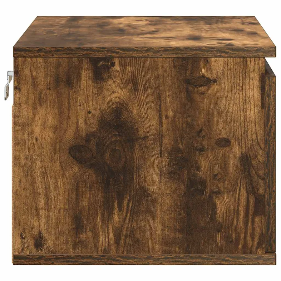 Table de chevet murale avec lumières LED chêne fumé - 8