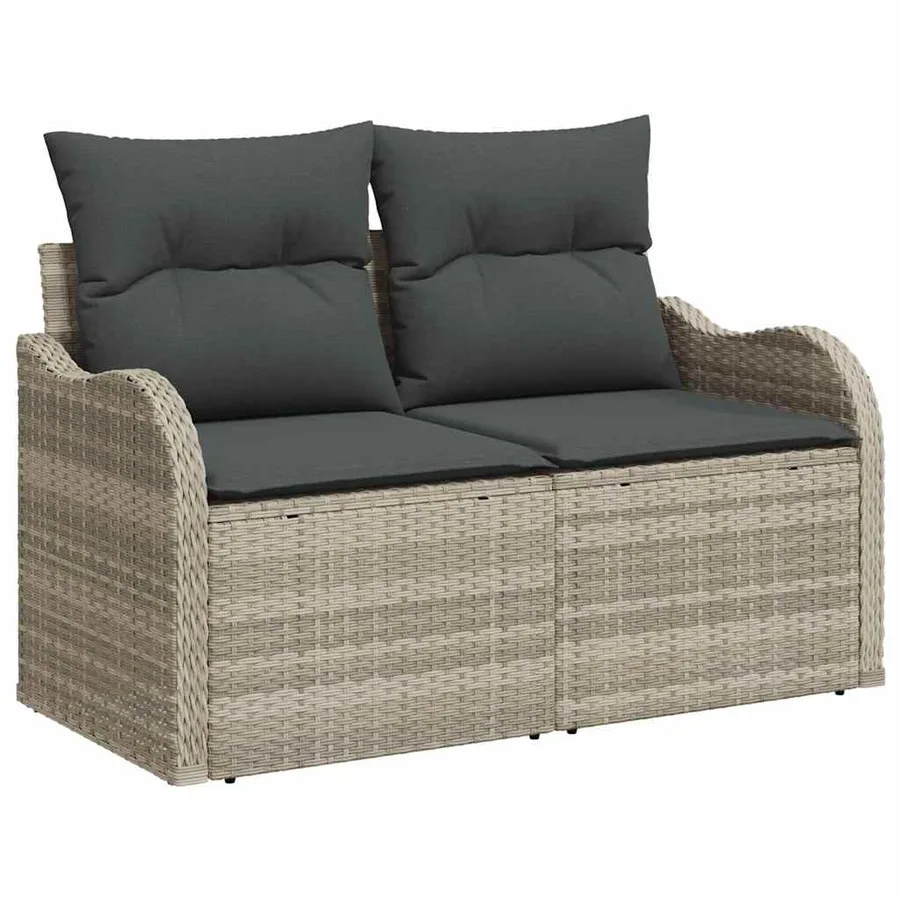 Ensemble de canapé de jardin 6 pcs Gris clair Polyrotin - 4