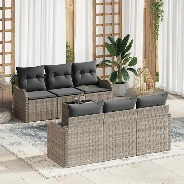 Ensemble de canapé de jardin 7 pcs Gris clair et gris foncé