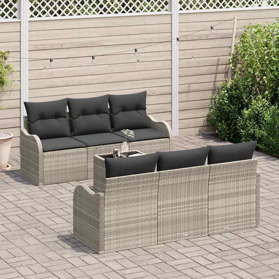 Ensemble de canapé de jardin 7 pcs Gris clair et gris foncé - 3