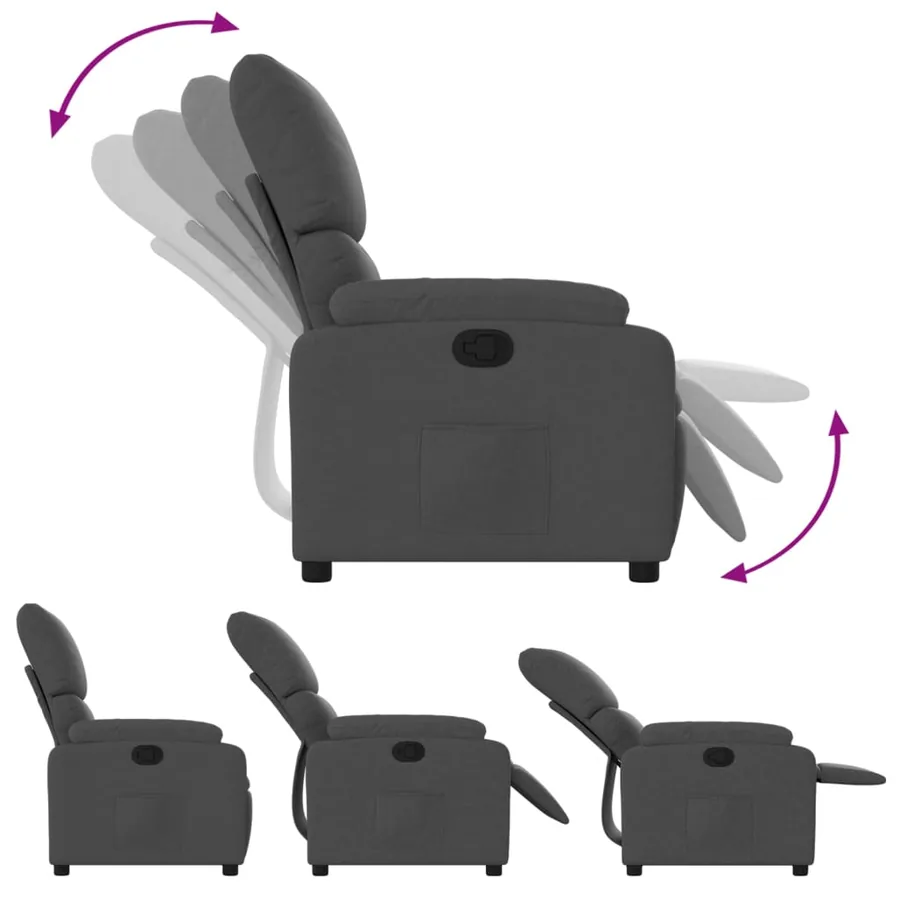 Fauteuil inclinable en tissu gris foncé - 4