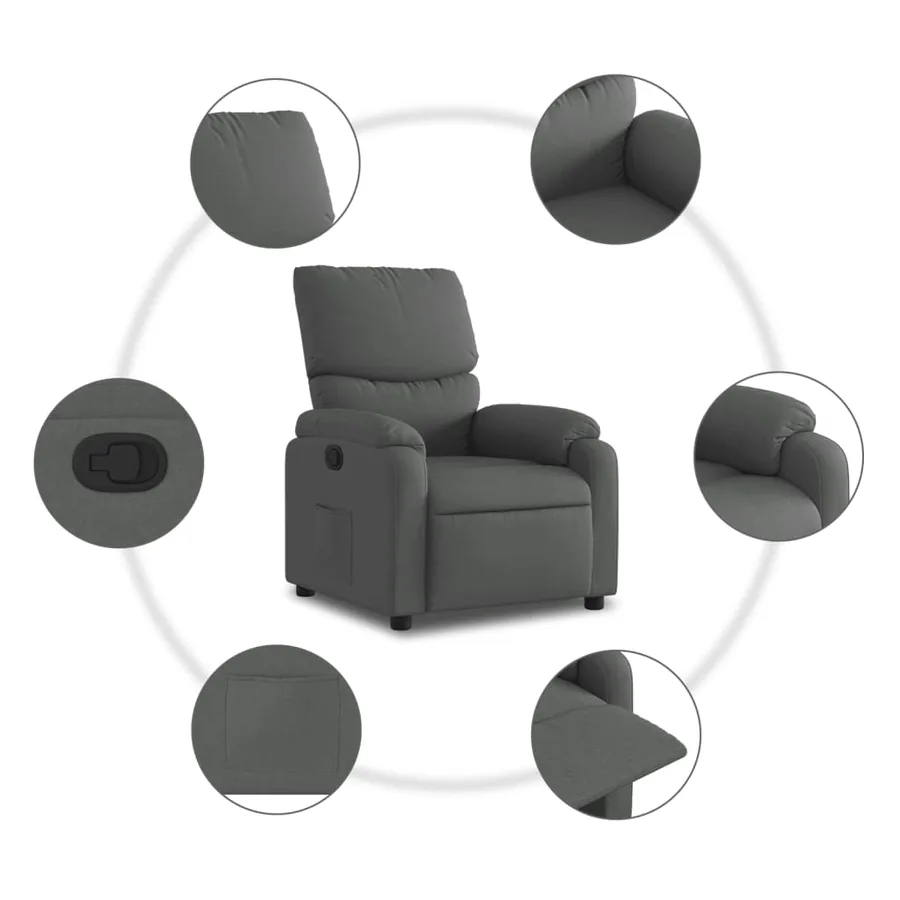 Fauteuil inclinable en tissu gris foncé - 5