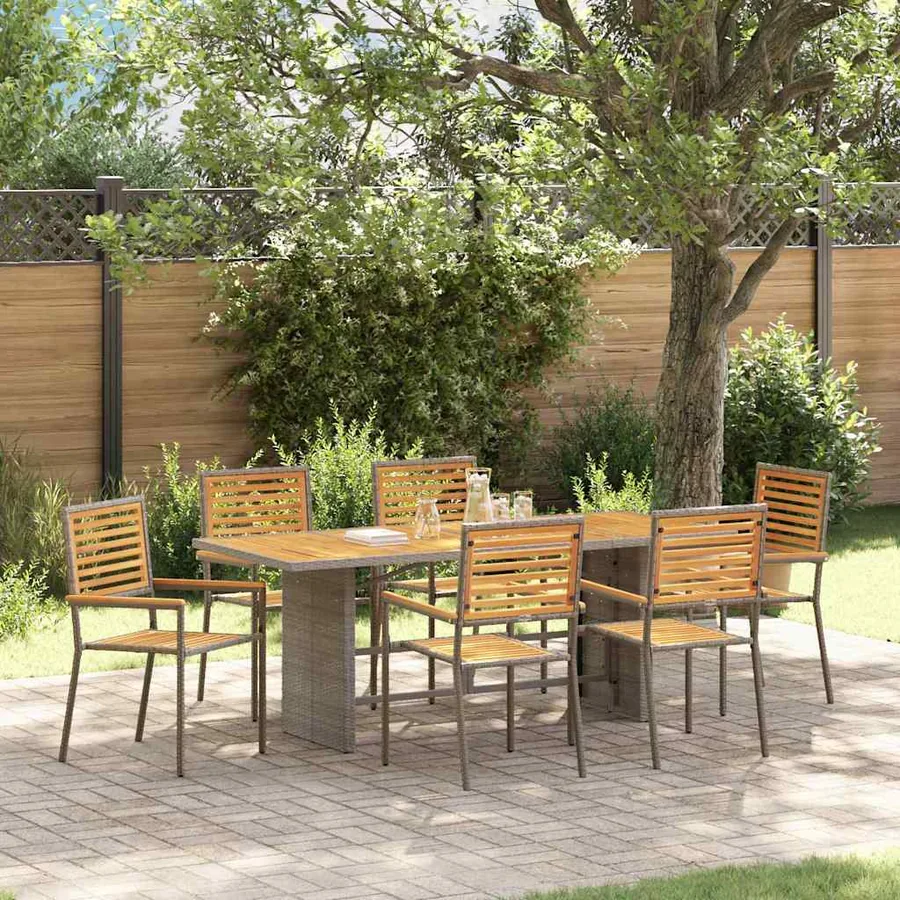 Ensemble de salle à manger pour jardin 7 pcs Gris et marron