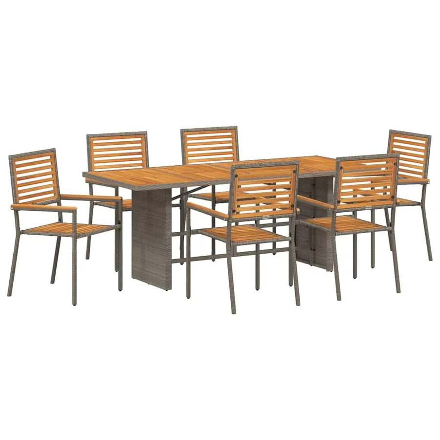 Ensemble de salle à manger pour jardin 7 pcs Gris et marron - 2