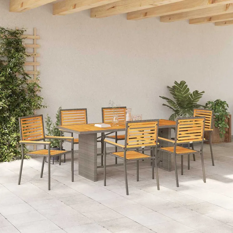 Ensemble de salle à manger pour jardin 7 pcs Gris et marron - 4