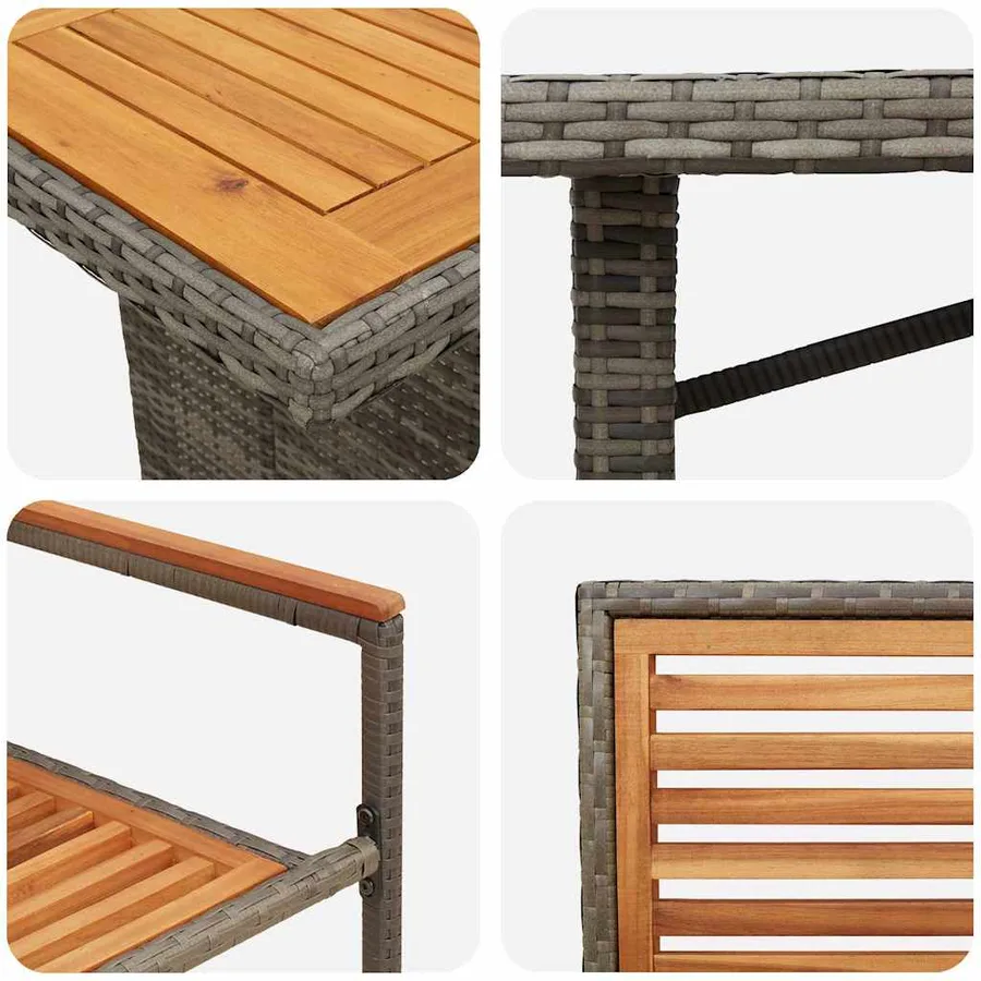 Ensemble de salle à manger pour jardin 7 pcs Gris et marron - 9