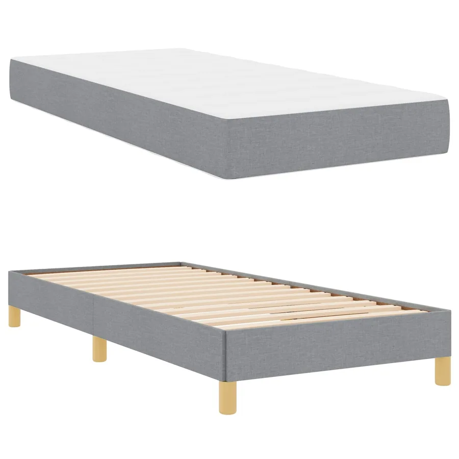 Lit à ressorts avec matelas Gris clair 100 x 200 cm tissu - 5