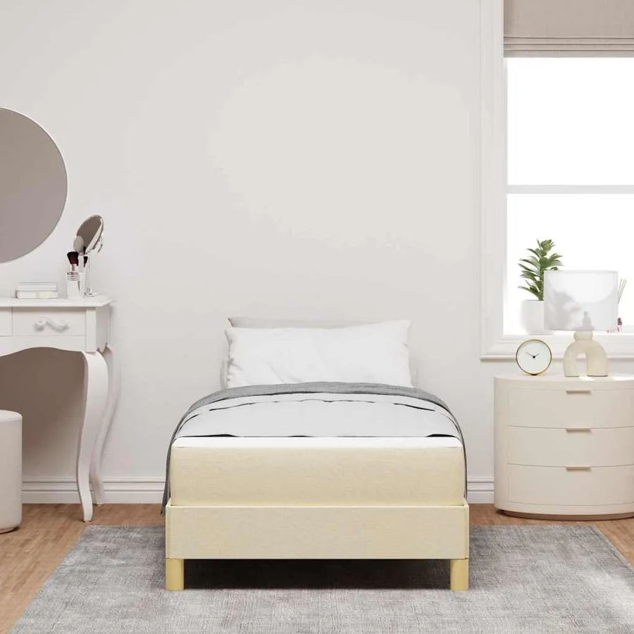 Lit à ressorts avec matelas Crème 90 x 200 cm tissu - 3