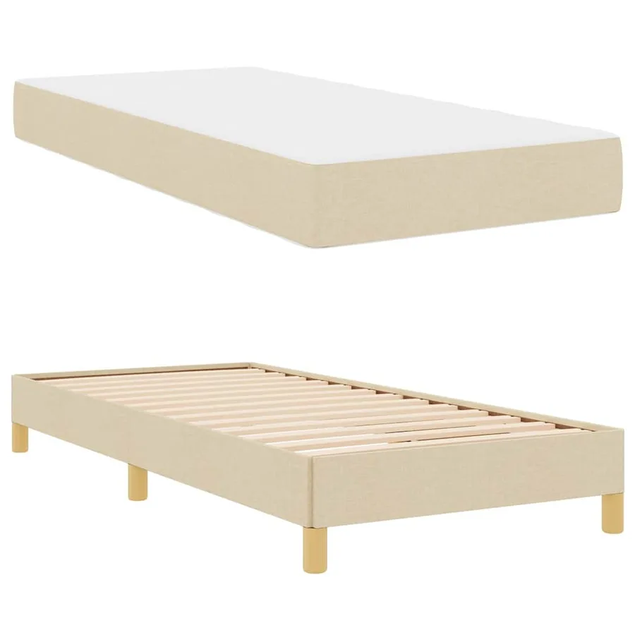 Lit à ressorts avec matelas Crème 90 x 200 cm tissu - 6
