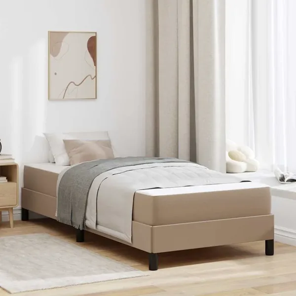 Cadre de lit avec matelas Cappuccino 90 x 200 cm tissu