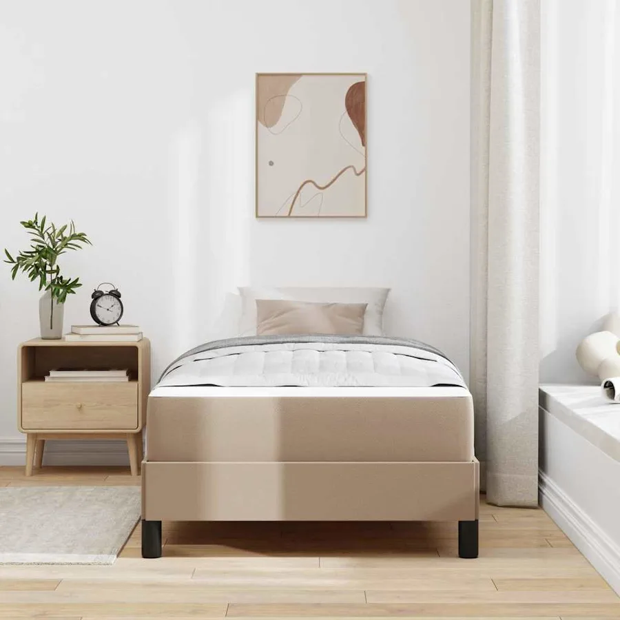 Cadre de lit avec matelas Cappuccino 90 x 200 cm tissu - 3
