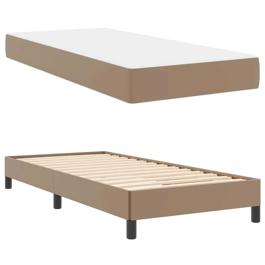 Cadre de lit avec matelas Cappuccino 90 x 200 cm tissu - 6