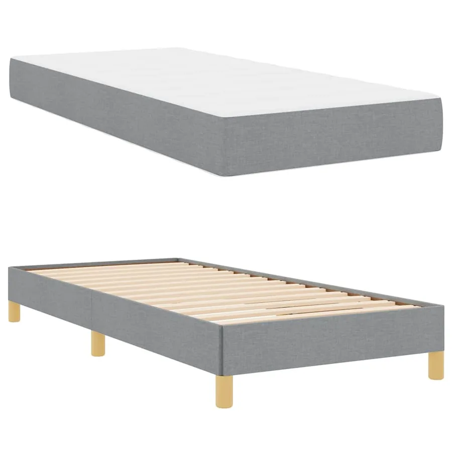 Lit à ressorts avec matelas Gris clair 90 x 200 cm tissu - 6