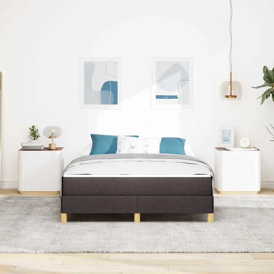Lit à ressorts avec matelas Marron foncé 160 x 200 cm tissu - 3