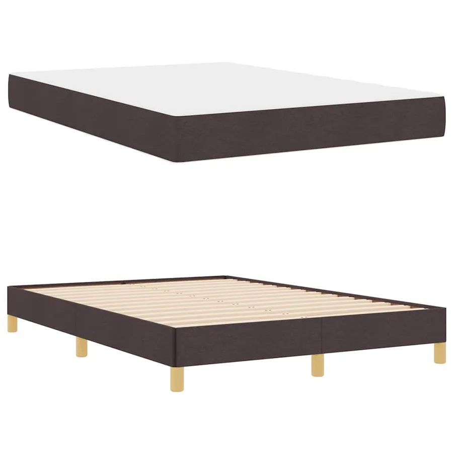 Lit à ressorts avec matelas Marron foncé 160 x 200 cm tissu - 6