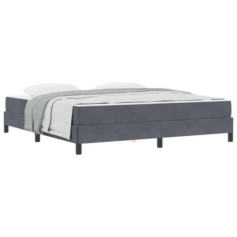 Lit à ressorts avec matelas Gris foncé 180 x 200 cm tissu - 2