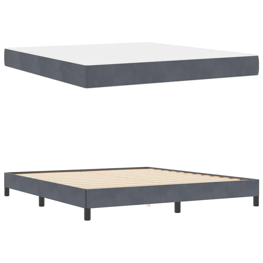 Lit à ressorts avec matelas Gris foncé 180 x 200 cm tissu - 5