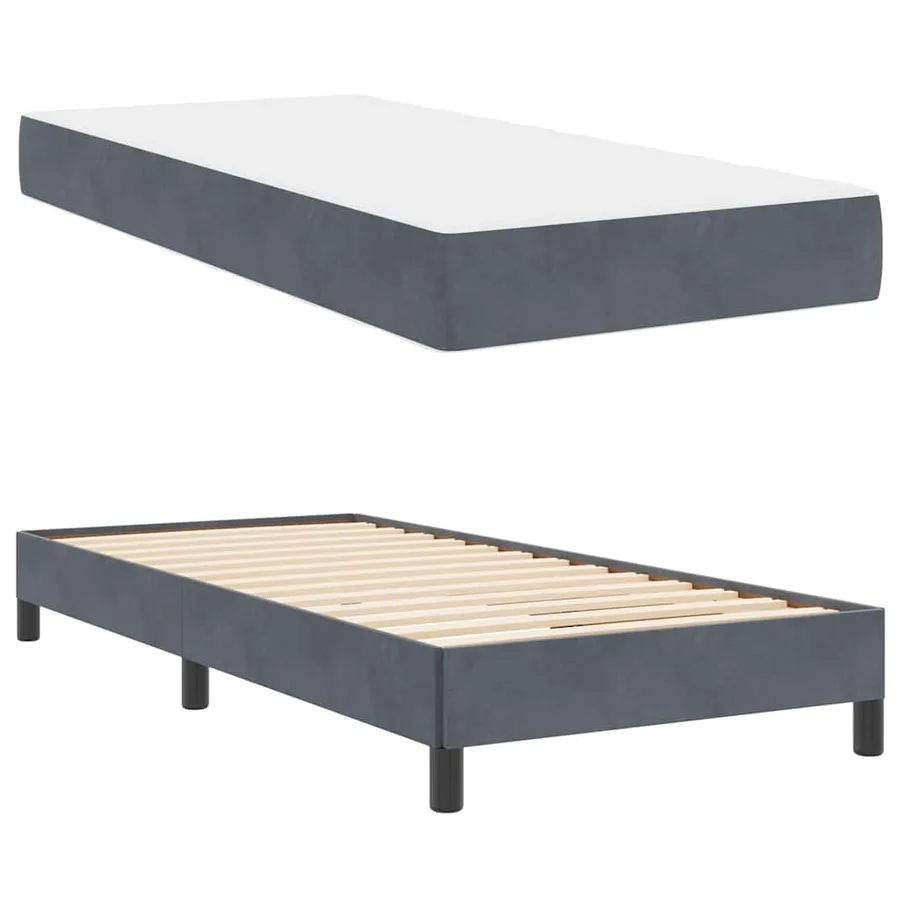 Lit à ressorts avec matelas Gris foncé 80 x 210 cm tissu - 4