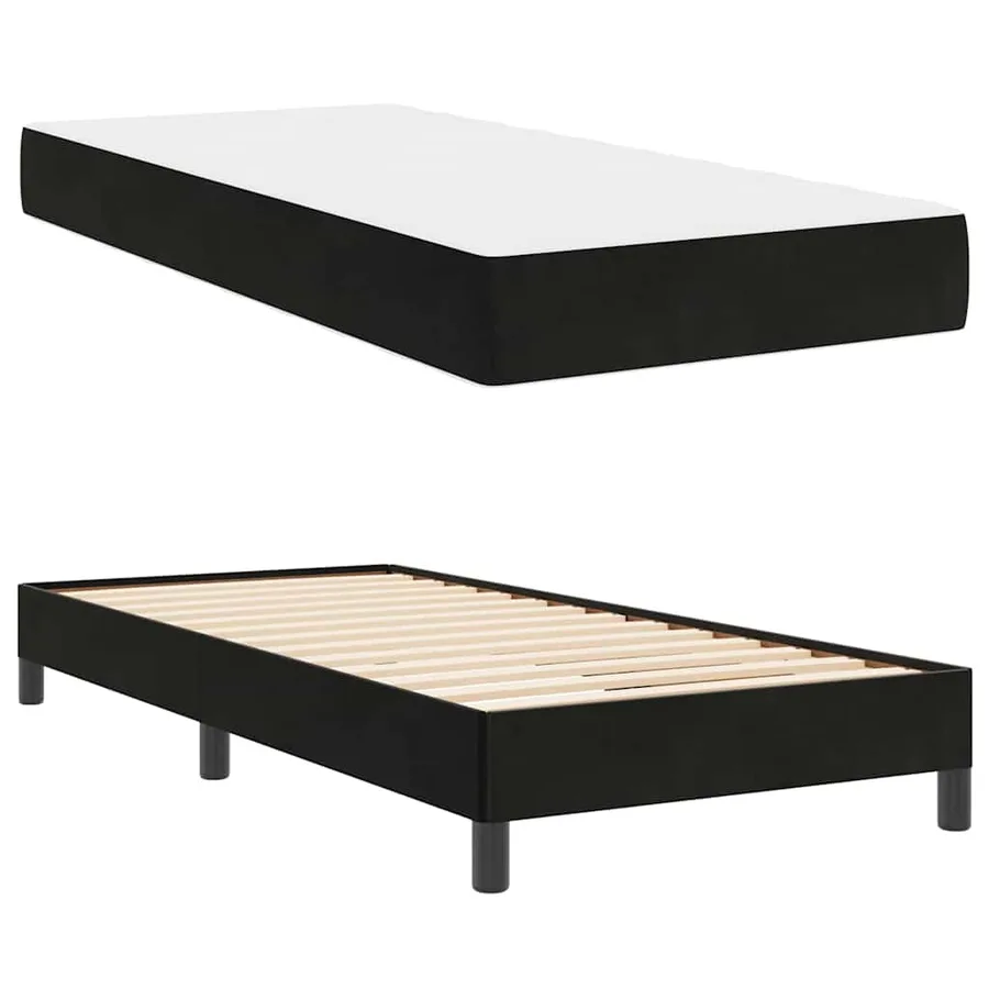 Lit à ressorts avec matelas Noir 80 x 220 cm tissu - 4