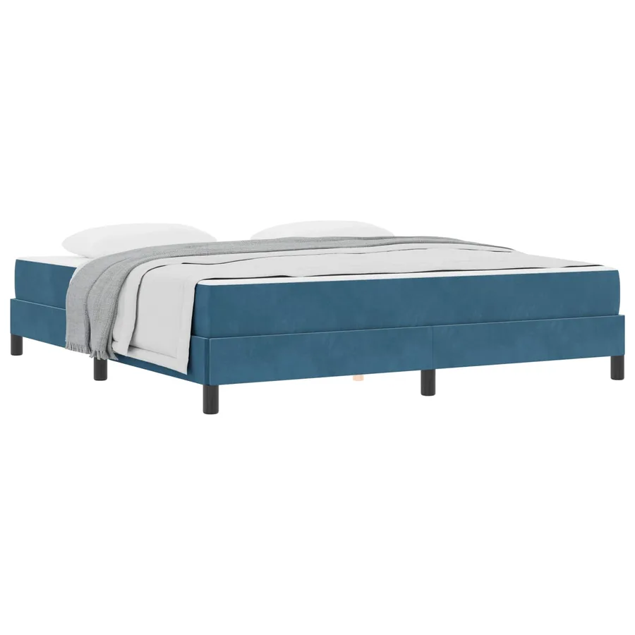 Lit à ressorts avec matelas Bleu foncé 180 x 220 cm tissu - 2