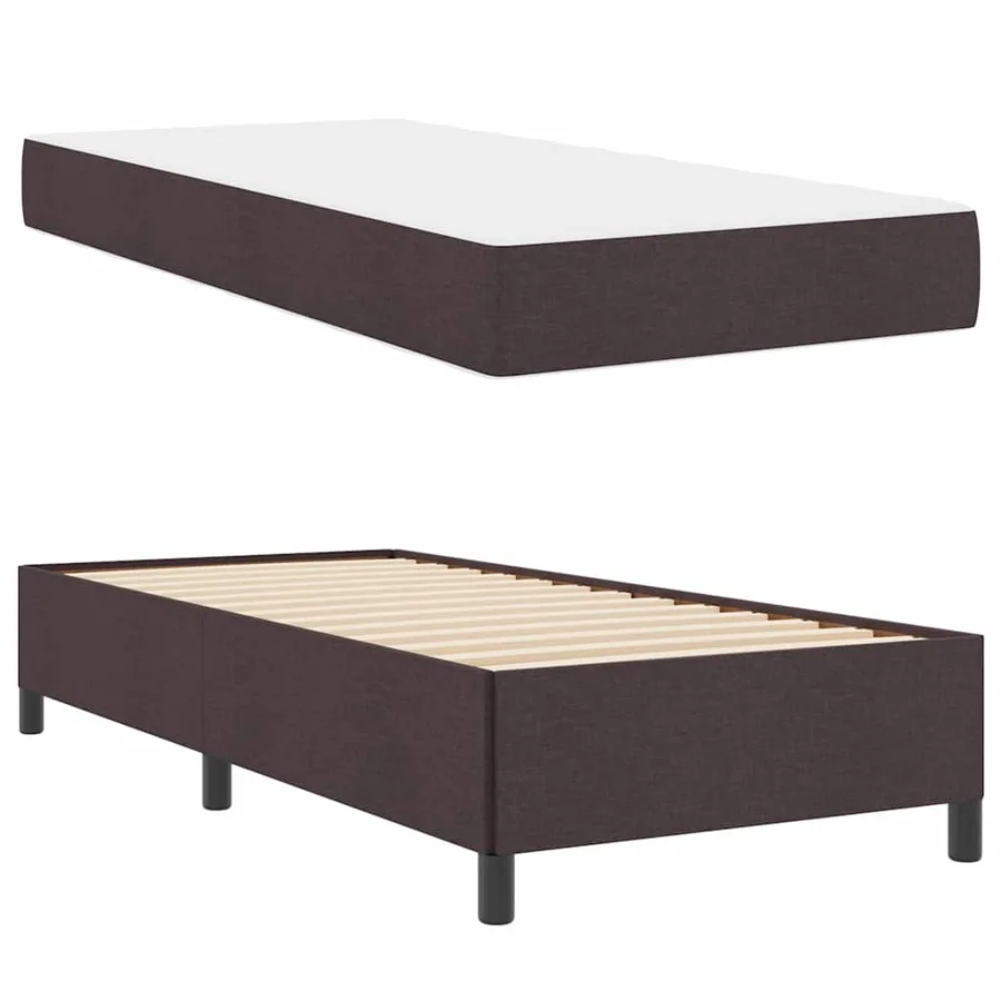 Lit à ressorts Marron foncé 90 x 200 cm tissu - 6