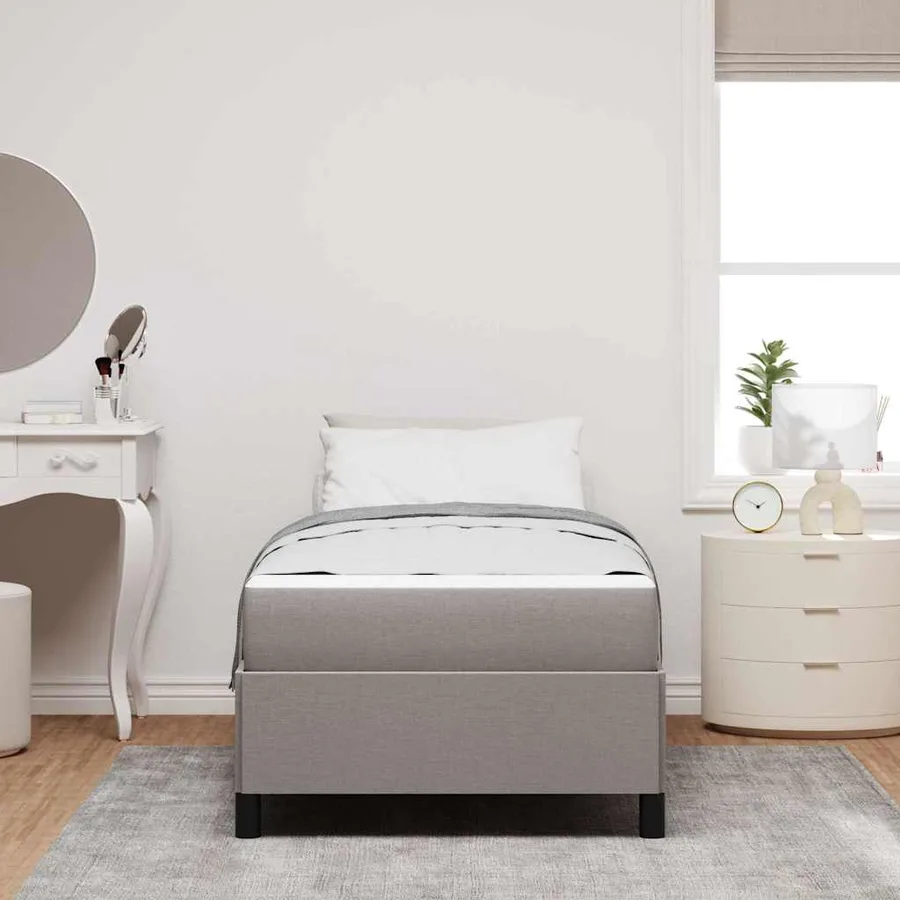 Lit à ressorts avec matelas Taupe 90 x 190 cm tissu - 3