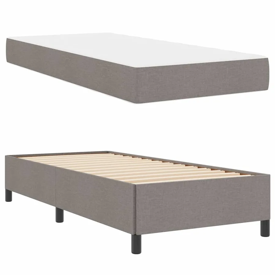 Lit à ressorts avec matelas Taupe 90 x 190 cm tissu - 6