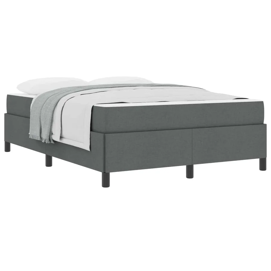 Lit à ressorts avec matelas Gris foncé 140 x 190 cm tissu - 2