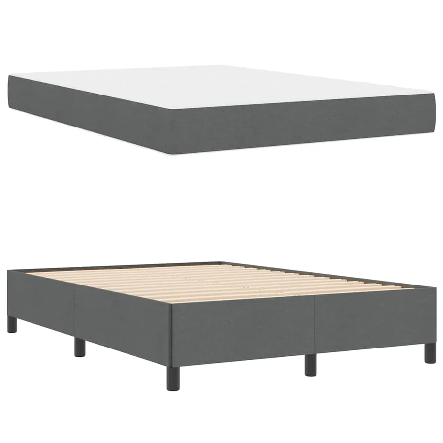 Lit à ressorts avec matelas Gris foncé 140 x 190 cm tissu - 6