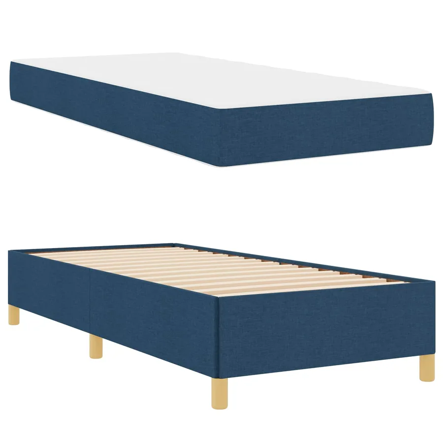 Cadre de lit avec matelas Bleu 80 x 200 cm tissu - 5