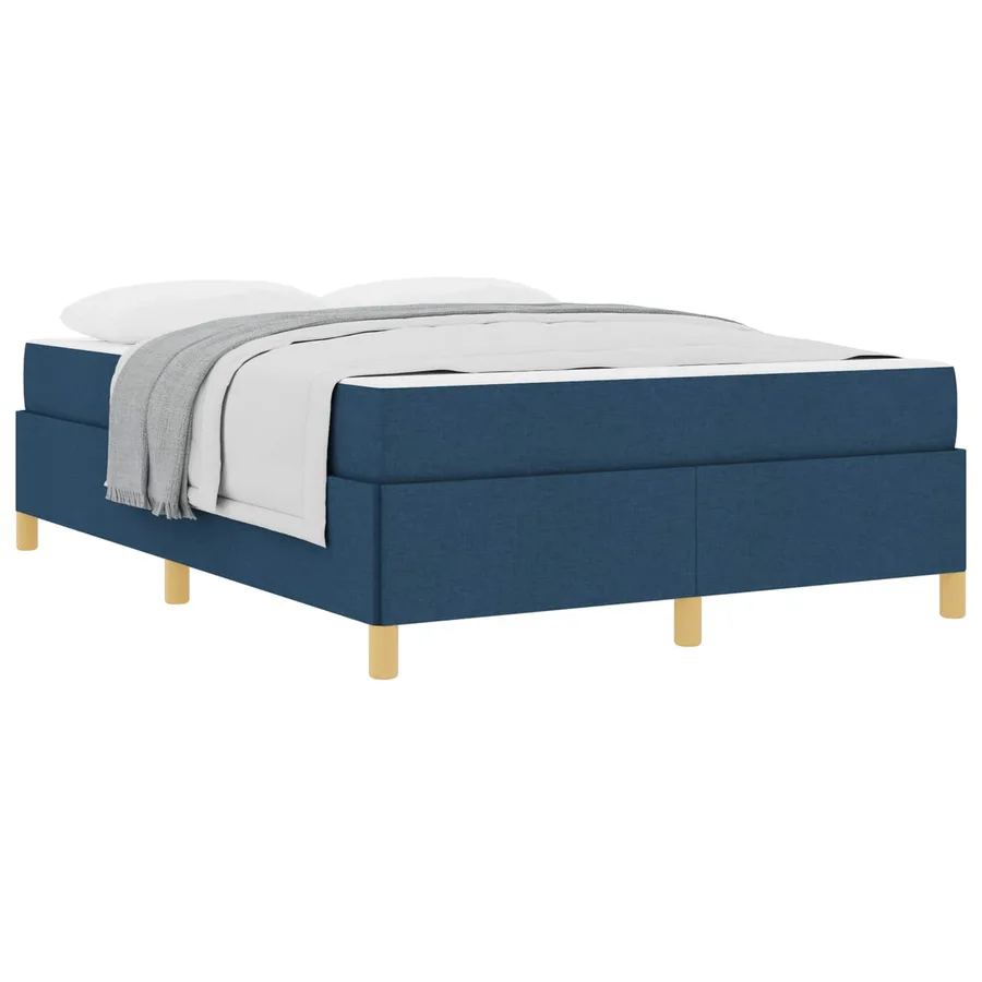 Cadre de lit avec matelas Bleu 160 x 200 cm tissu - 2