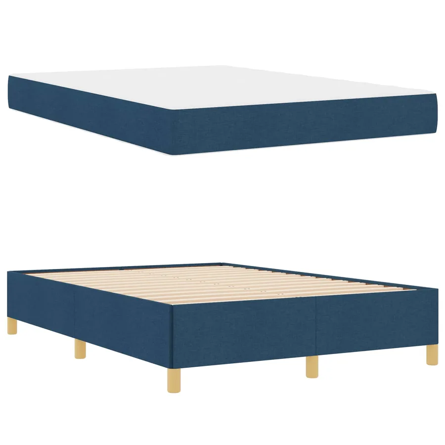 Cadre de lit avec matelas Bleu 160 x 200 cm tissu - 5