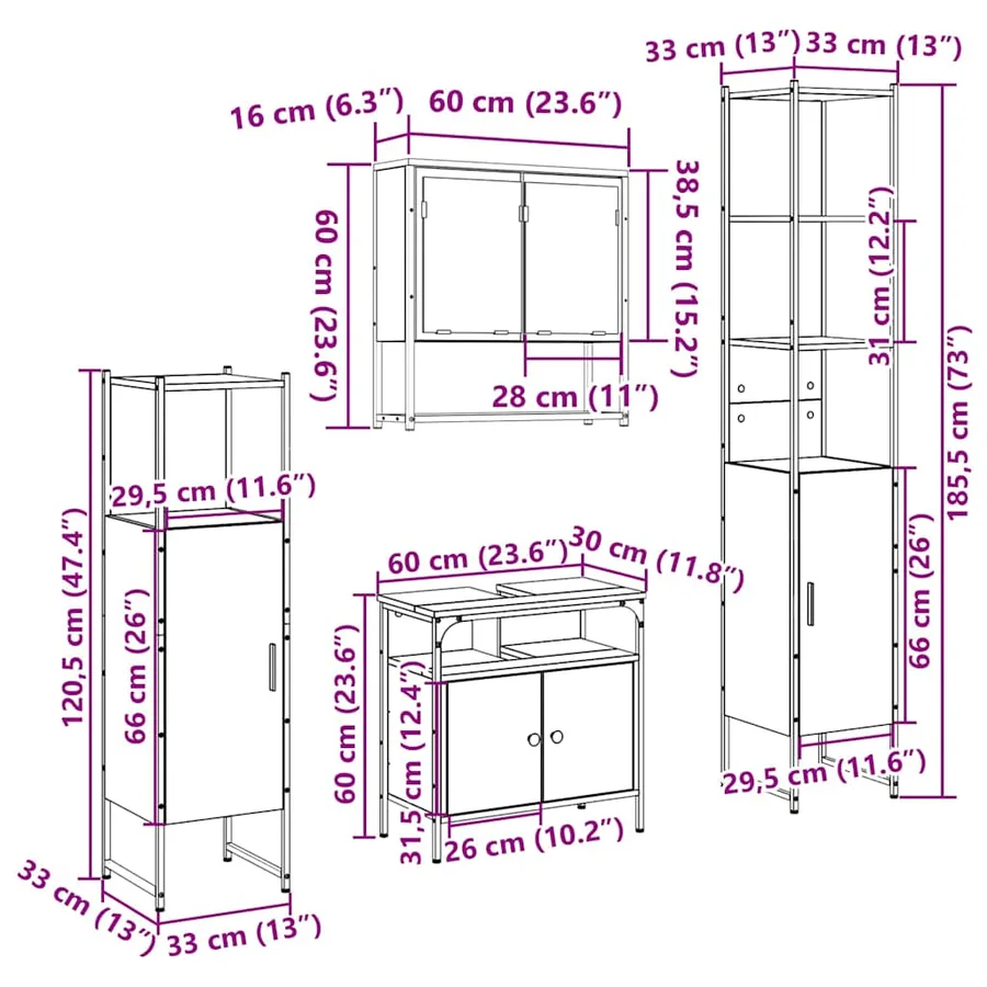 Ensemble de mobilier de salle de bain 4 pcs Chêne Sonoma - 15