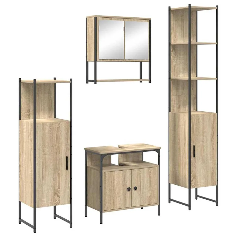 Ensemble de mobilier de salle de bain 4 pcs Chêne Sonoma - 2