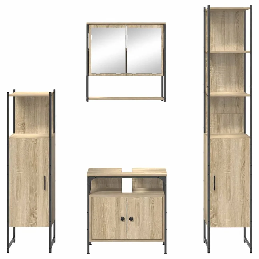Ensemble de mobilier de salle de bain 4 pcs Chêne Sonoma - 9