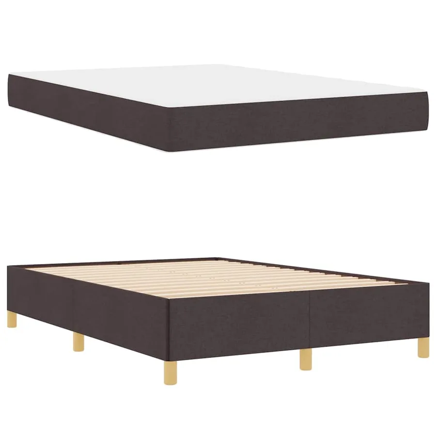 Cadre de lit avec matelas Marron foncé 140 x 190 cm tissu - 6