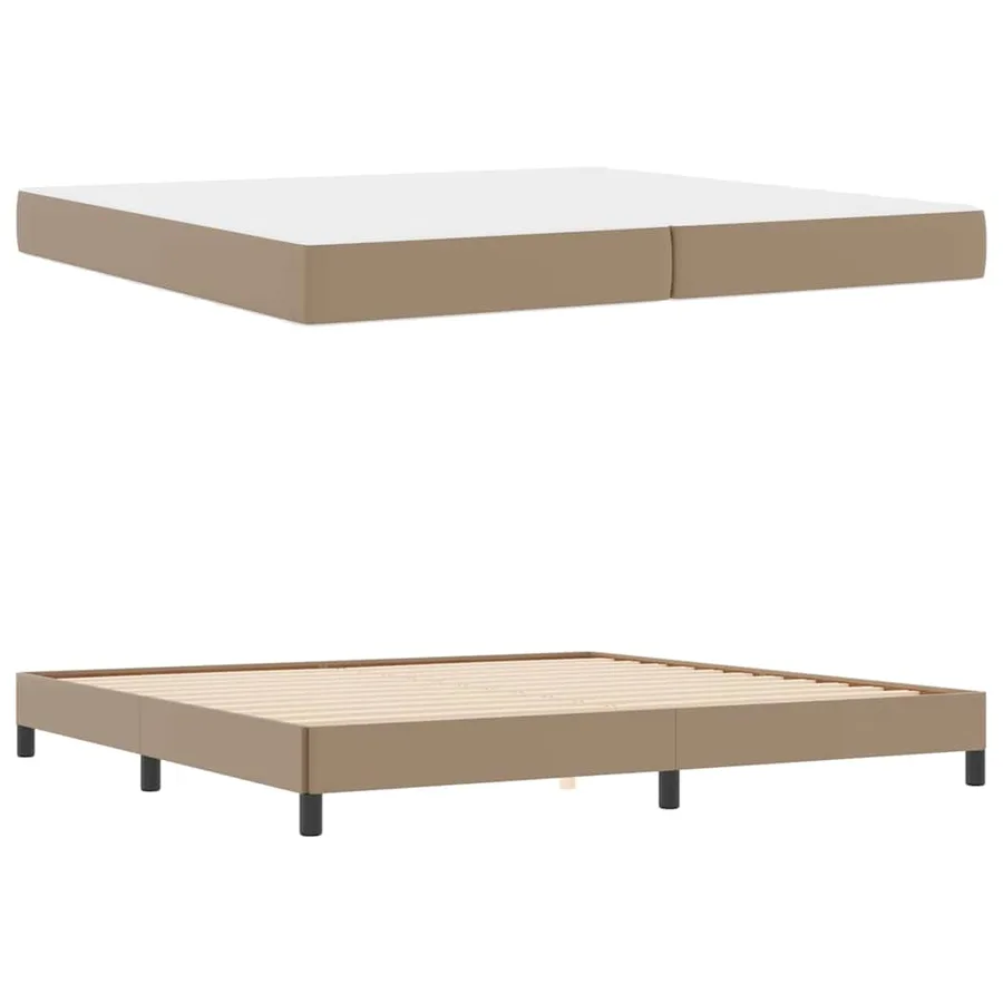 Cadre de lit avec matelas Cappuccino 200 x 200 cm tissu - 6