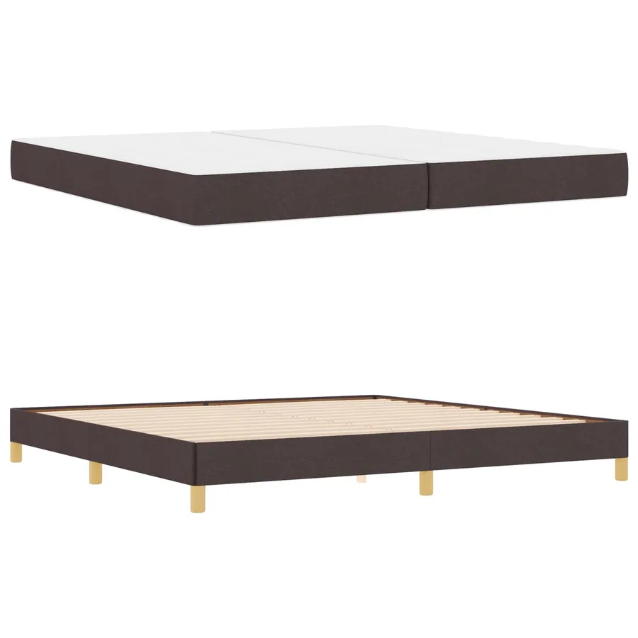 Lit à ressorts avec matelas Marron foncé 200 x 200 cm tissu - 4