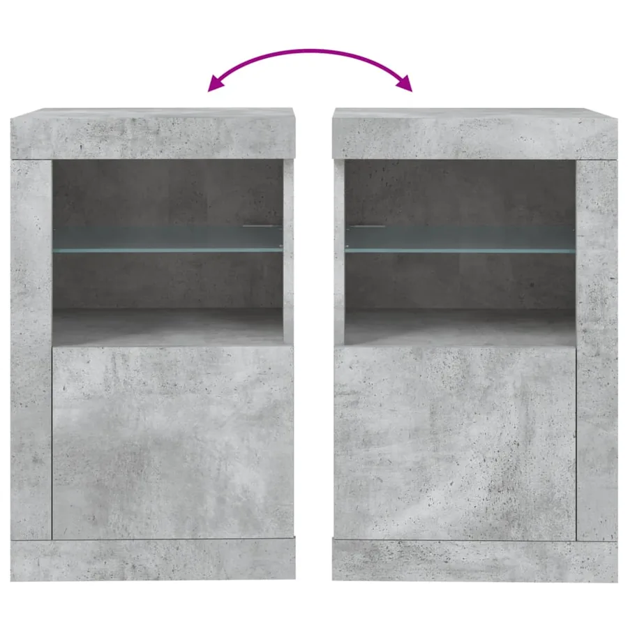 Armoires latérales et lumières LED 2 pcs gris béton - 11