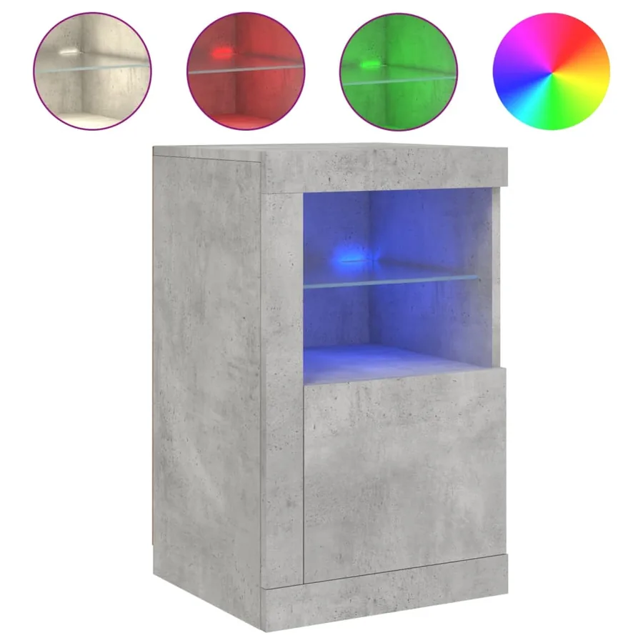 Armoires latérales et lumières LED 2 pcs gris béton - 5