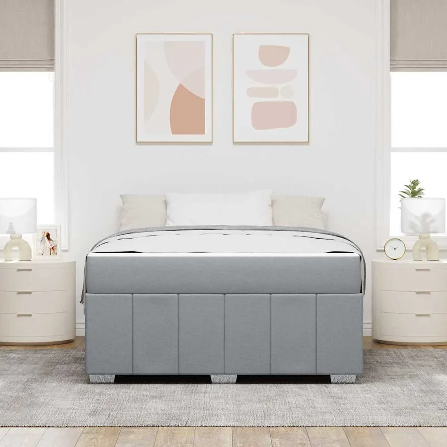 Cadre de lit avec matelas Gris clair 140 x 200 cm tissu - 3