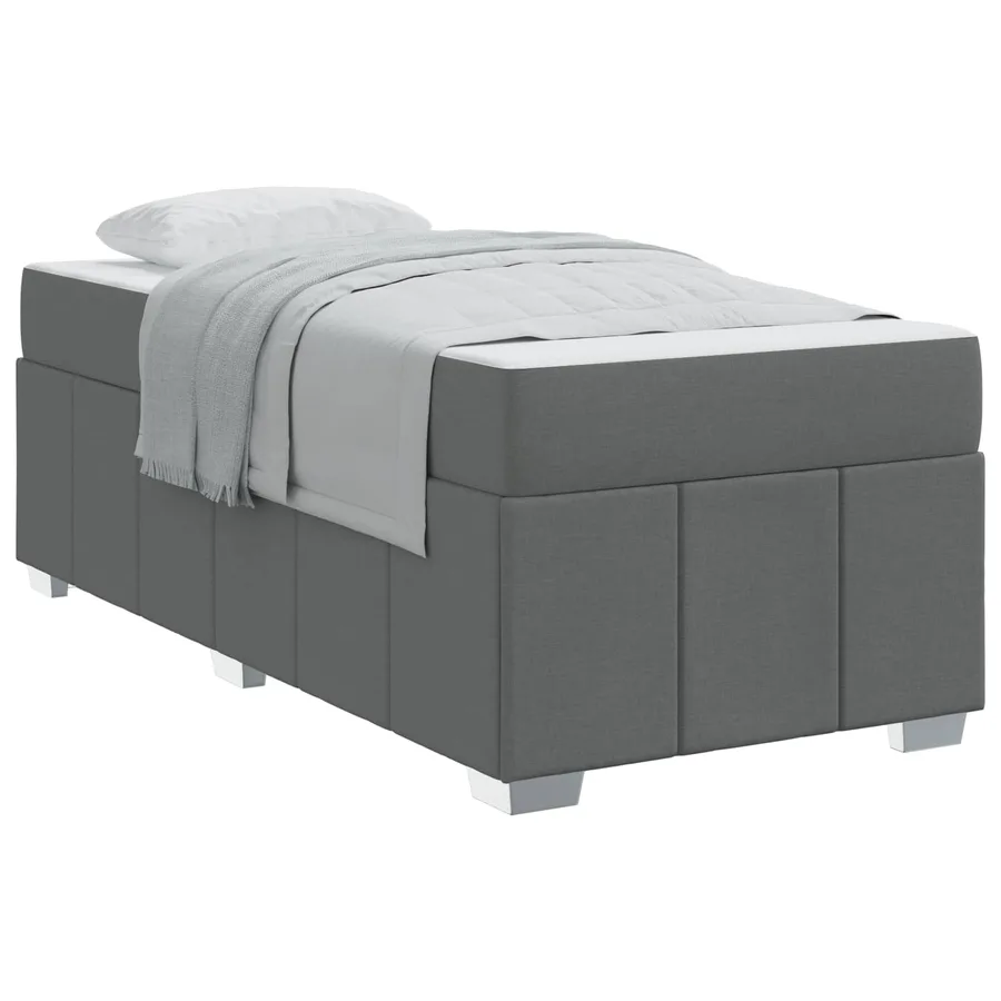 Cadre de lit avec matelas Gris foncé 90 x 200 cm tissu - 2