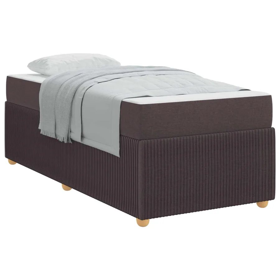 Cadre de lit avec matelas Marron foncé 80 x 200 cm tissu - 2